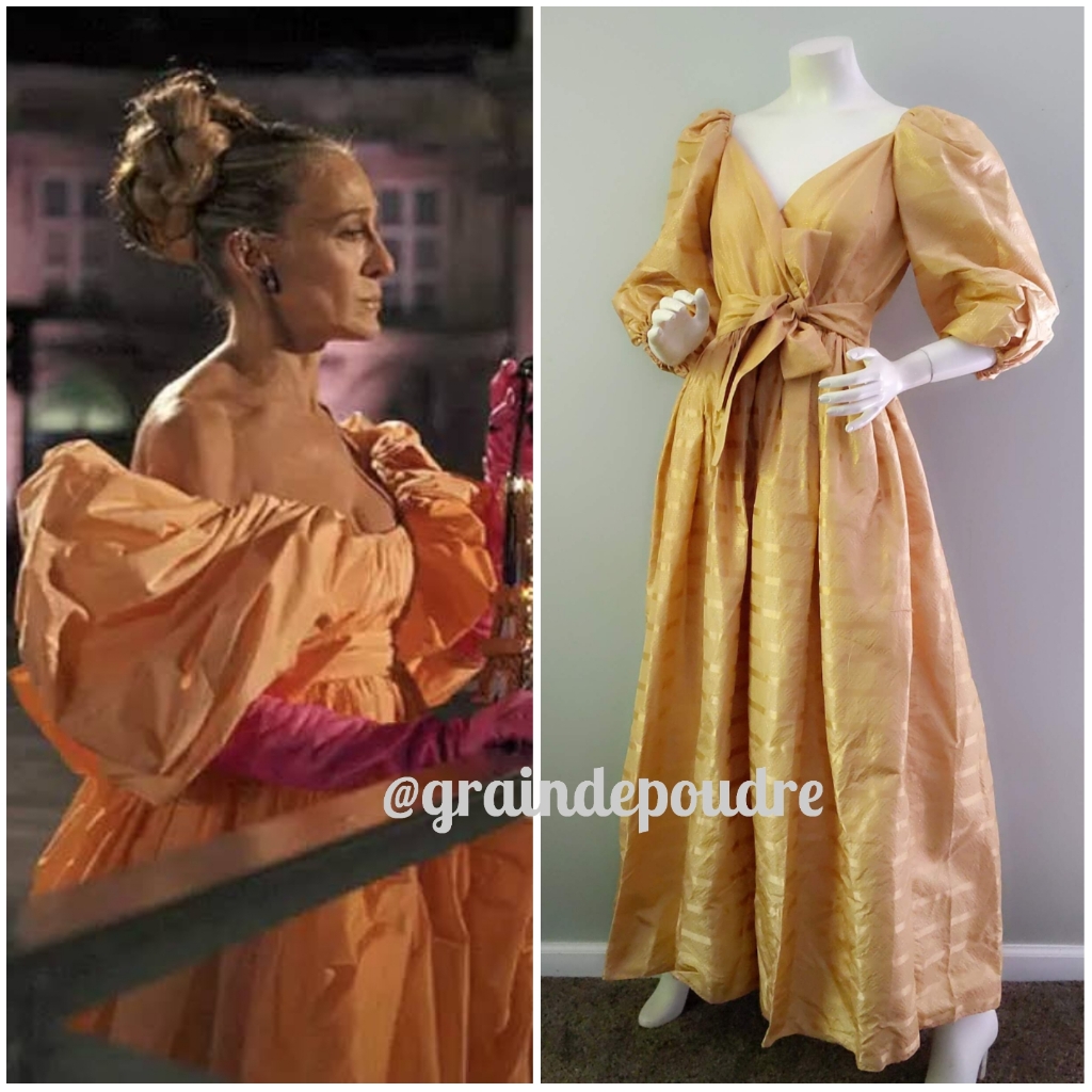 Vintage 1980s Diane Dickinson Golden Silk Sari Voluminous Full Skirt Ball Gown S